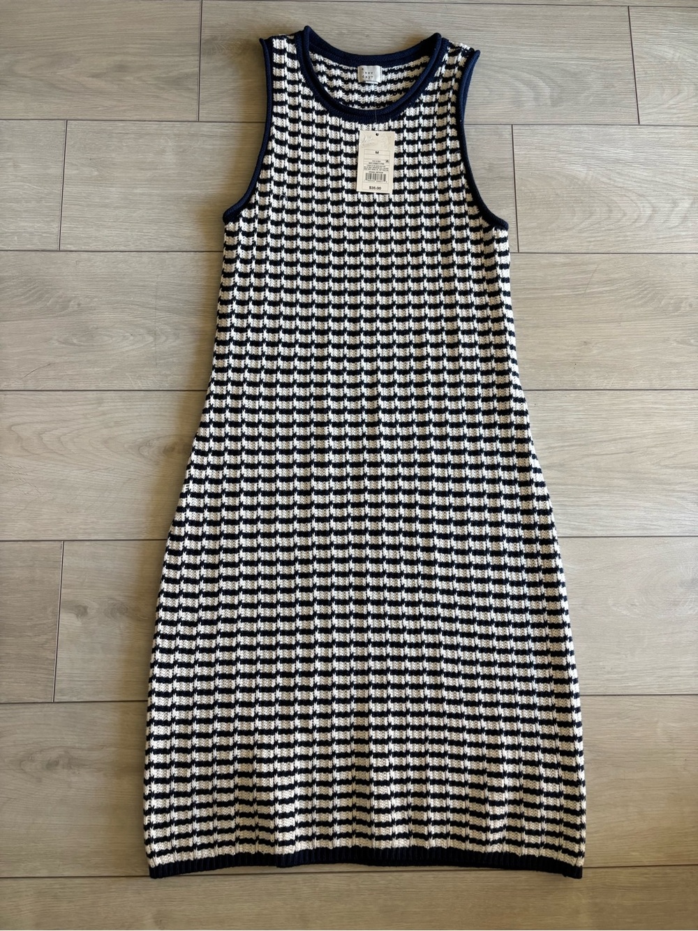 a new day Blue and White Sleeveless Knit Shift Dress